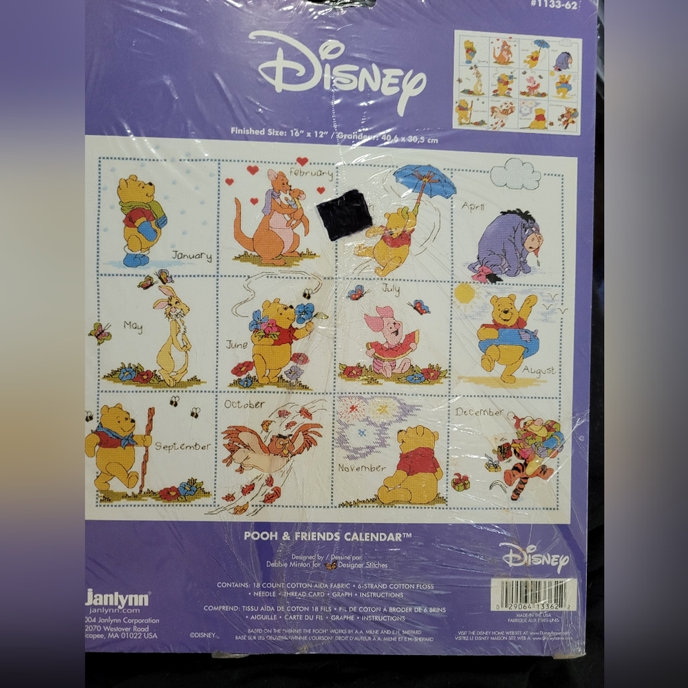Winnie-the-Pooh cross stitch calendar kit